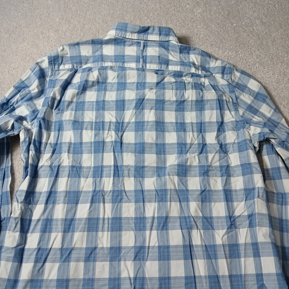 Banana Republic Camden Fit custom 078 wash Blue and White Plaid Size Large